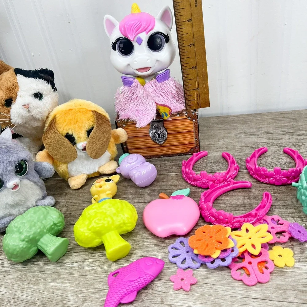 FurReal Friends Calico Cat Plush Unicorn Interactive Toy Lot with Accessories